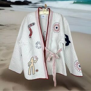Zara quilted & embroidered Kimono sz M